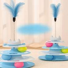 2-en-1 Varita interactiva para gatos, Torre de actividad para gatos de 4 niveles - Multicolor - Ver 9