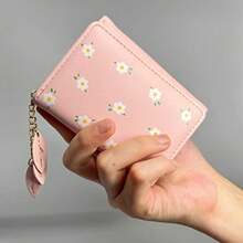 Women Girls Wallet Fashion Cute Tri-folded Wallet Slim Short Wallet Small Wallet Cash Pocket Card Holder ID Window Purse for Women - Púrpura - Ver 6