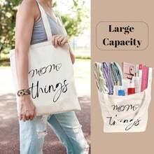 Bolsa Tote para Mujeres, Bolsa Tote de Lona con Bolsillos, Bolsas de Compras de Lona, Bolsas de Comestibles Reutilizables, Regalos de Navidad - Multicolor - Ver 5