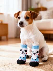 Kaus Kaki Anjing Anti Selip Sepanjang Musim, Motif Kartun Lucu, Anti Gores, Anti Kotor, Pelindung Lantai, Pelindung Furnitur, Bernapas, Hangat, Anti Selip, Cocok Untuk Anjing Kecil, Anak Anjing, Teddy, Pomeranian, Pelindung Kaki Dalam/Luar Ruangan, Kaus Kaki Hewan Peliharaan - MultiWarna - View 9