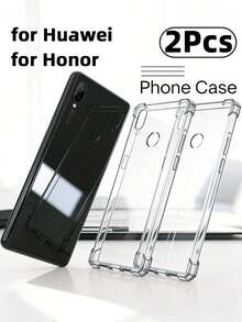 2pcs Thick Anti-Fall TPU Transparent Phone Case For Huawei And Honor, Shock-Proof High Transparency Case, Minimalist Durable Anti-Scratch Soft Cover For Huawei And Honor - Clear - View 132