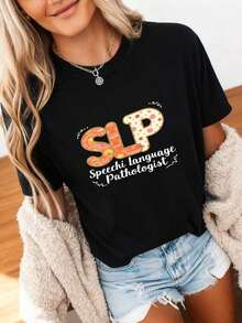 Speech-Language Pathologist (SLP) T-Shirt, Gifts For SLP, Sign Language T-Shirt, Speech-Language Pathologist T-Shirt, Gift For Speech-Language Pathologist, Language Pathology, Pure Cotton SLP T-Shirt - 黑色 - 查看 4