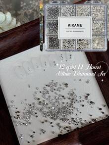 KIRAME 2800顆透明平底圓形水鑽，高品質超亮美甲寶石套組，含1件點花工具，1-5mm閃亮美甲水晶，適用DIY居家美甲、美甲沙龍、美甲用品供應商、美甲用品、夏季與旅行美甲、節日禮物美甲飾品 - 白色 - 查看 8