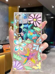 1件海龜花朵海星軟手機殼保護套，適用於 Honor A04e/12/A13/A14/A34/A50/A52/A53/A54/S21/S22/S23/S24/S25/S25Ultra/S25FE/S26/S26 PLUS/S26 ULTRA/S26 EDGE/ 6A/7A/8A/ 12T/13T/15T/15 TPRO，海岸風 - 無色 - 查看 5
