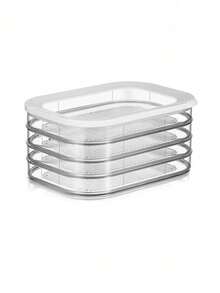 Caja de almacenamiento de carne cocida para refrigerador, caja de almacenamiento apilable de tocino & carne de almuerzo, adecuada para embutidos, queso, carne de almuerzo, salami, caja de almacenamiento de preparación de comidas, caja de almacenamiento de refrigerador | Caja de almacenamiento de moda | Almacenamiento vertical - Blanco - Ver 7