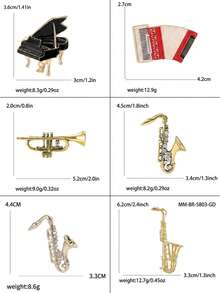 Enamel Musical Instrument Brooches - Classic Musical Scene Pins For Women Unisex Casual Party Jewelry Accessories / Friends Gifts Badges Decoration - Musical Instruments - View 6