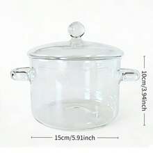 1pc High Borosilicate Rust-Resistant Transparent Glass Cooking Pot With Lid - Reusable Soup Pot Suitable For Open Flame And Ceramic Stove, Heat-Resistant & Easy To Clean Design, For Stewing, Soup, Vegetable Cooking, Dual-Handled Soup Pot To Meet Various Cooking Needs - View 8