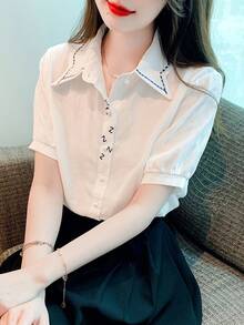 Women Blouses & Shirts - Blue - View 8