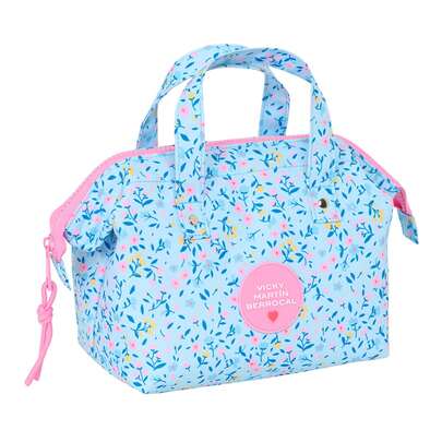 | Organizer With Handles VMB Paraíso, School Organizer With Single Compartment And Zipper, Lined Interior, Hand Grips, Floral Style Blue And Pink, Back To School For Kids