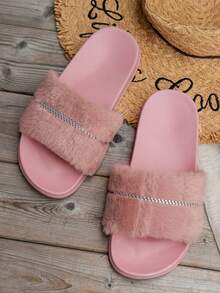 Women's Versatile Casual Lightweight Comfortable Soft-Sole Indoor/Outdoor Warm Open-Toe Slippers - Pink - View 4