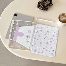 1 chiếc ốp lưng bảo vệ bằng acrylic xoay 360° in hình thỏ tím và nơ, mặt lưng trong suốt chống trầy xước, chống rơi vỡ, khe cắm bút tích hợp, tự động bật/tắt màn hình, tương thích với iPad thế hệ thứ 10 / Air 4/5/Pro 11" / 9/8/7. - Nhiều màu - Xem 5