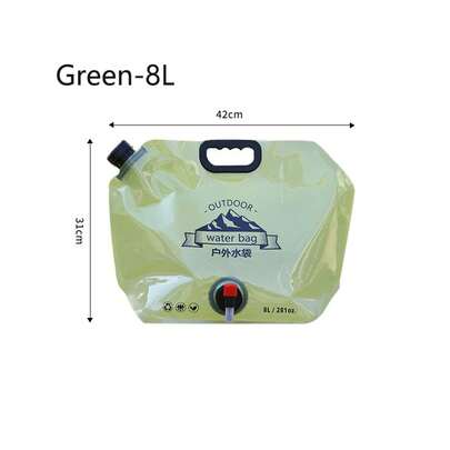 Bolsa de almacenamiento de agua plegable de gran capacidad para exteriores, portátil para senderismo y camping, bolsa de agua de plástico con grifo.