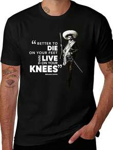 Camiseta para Hombre Emiliano Zapata: Es Mejor Morir de Pie Que Vivir de Rodillas - Frase Mexicana, Camiseta Casual de Manga Corta con Cuello Redondo y la Icónica Frase de Zapata, Lavable a Máquina para Uso Durante Todo el Año - Negro - Ver 6