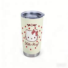 Miniso Sanrio Hello Kitty Polka Dot 600ml Isolierbecher, Edelstahl Vakuumisolierter Autobecher mit Deckel, wiederverwendbarer Reisebecher für heiße & kalte Getränke - Verschiedenfarbig - Übersicht 3