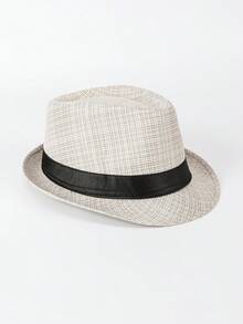 1pc Bohemian Retro Polyester Solid Color Jazz Hat, British Style Fedora, Versatile For All Seasons, Unisex - D - View 24