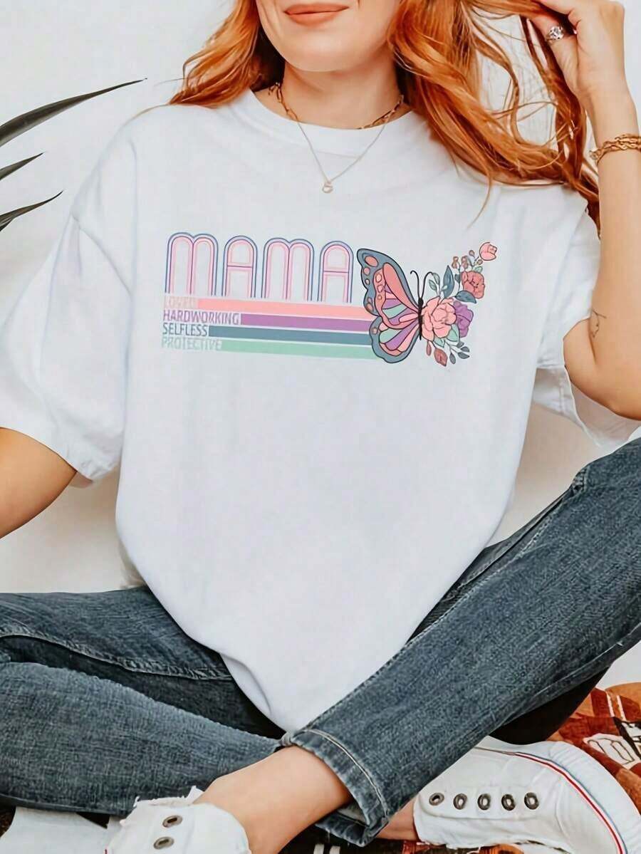 1 Piece Funny Bread Baking T-Shirt "Mama Makes Urdough Bread", "Urdough Starter" Sweatshirt, Gift For Baker Mom, Baker Joke T-Shirt, Gift For Mom, 180g 100% Cotton - 白色 6 - 查看 1