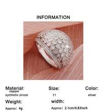 1 pieza Anillo de piedra de circonita cúbica de alta calidad y lujo con diseño estrellado, montura muy elevada, adecuado para ocasiones casuales y formales, regalo ideal para ella - Plateado - Ver 8
