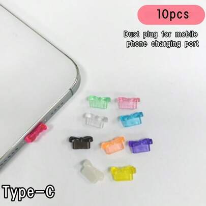 10 chiếc nút bịt cổng sạc Type-C hình nơ, chuyên dụng cho cổng Type-C, nhiều màu sắc kẹo ngọt, giúp giữ cho cổng luôn sạch sẽ, cũng tương thích với tai nghe, phụ kiện trang trí điện thoại.