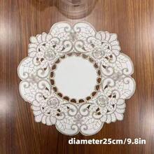 4pcs Embroidered Floral Placemats, French Romantic Polyester Fiber Suitable For Dining Table, Coffee Table, Tea Table, Daily Home Decor, Wedding, Party And Holiday - White - View 7