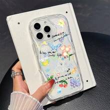 1 chiếc ốp lưng điện thoại thời trang chất liệu TPU, họa tiết hoa bướm, trong suốt, màu kem, chống rơi toàn thân, tương thích với iPhone, Honor, v.v. - Trong sáng - Xem 6