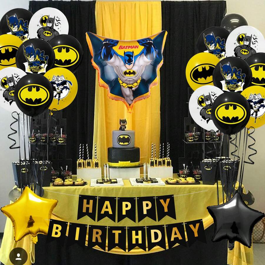 Warner Bros 主题生日派对用品套装 - 包括气球、横幅和装饰品，适合超级英雄主题派对 - 卡通 - 查看 1