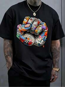 T-shirt homme minimaliste style streetwear, col rond ample, manches courtes, tissu respirant et doux pour la peau, idéal pour le sport, la course à pied, la plage, les voyages ou à la maison. Résistant et indéformable. Collection annuelle Strada Casual. - Noir - Voir 1