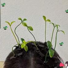 10入迷你植物造型髮夾，趣味草與芽造型髮夾，可愛髮飾適配丸子頭、雙馬尾，搭配休閒衛衣與牛仔褲打造俏皮活力造型，髮夾、髮爪 - 彩色 - 查看 3