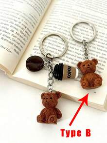 Teddy Bear Coffee Keychain - Y2K Resin Beverage Pendant Suitable For Backpacks And Bags, Cute Coffee Bean Pendant With Metal Ring, Accessory For Teens And Girls [One-Size-1PC-No Gift Box] Creative Gift For Mom, Small Accessory, Mother's Day Gift Idea, Practical Gift For Teachers, Teacher's Day Gift - Multicolor - View 12