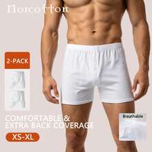 Norcotton Men's White 2PCS Pure Cotton Button-Up Boxer Briefs - White - View 6