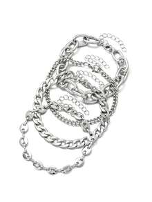 4pcs/Set Fashionable Bracelets, Multi-Layer Stacking Design, Suitable For Casual Daily Wear And Party - Multicolor - View 4