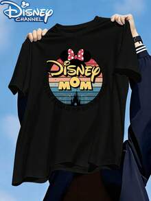 Mickey Mouse IP Minnie Disney Mom Dream Print Men's T-Shirt, Fashionable Design, Simple And Versatile, Round Neck T-Shirt Made Of Twill Fabric With A Stylish Design, Summer Casual T-Shirt For Men - màu đen - Xem 7