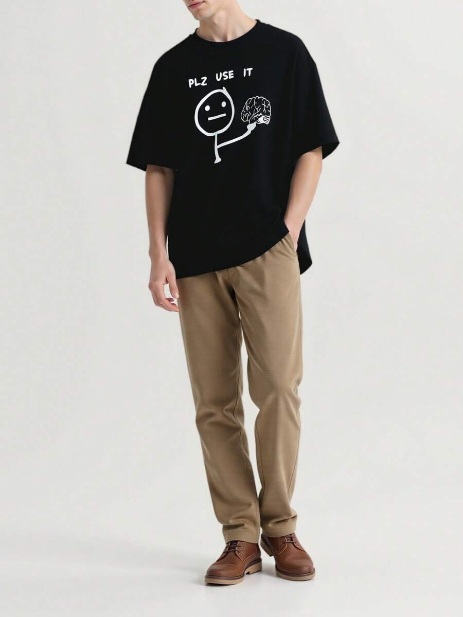 Camiseta Casual Estampada para HombreTee - Negro - Ver 1