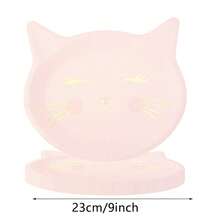 10 件/20 件/50 件粉色猫纸盘猫形晚餐派对盘子适用于可爱小猫派对用品一次性餐具盘子适用于猫主题生日婴儿派对装饰礼品 - 彩色 - 查看 3