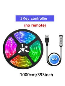 5050 RGB LED 燈條燈，3鍵式簡易控制，USB供電，柔性燈條，家具裝飾氛圍燈，1M/2M/3M/5M/10M/30M/40M - 彩色 - 查看 13