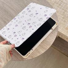 1 chiếc ốp lưng bảo vệ bằng acrylic xoay 360° in hình thỏ tím và nơ, mặt lưng trong suốt chống trầy xước, chống rơi vỡ, khe cắm bút tích hợp, tự động bật/tắt màn hình, tương thích với iPad thế hệ thứ 10 / Air 4/5/Pro 11" / 9/8/7. - Nhiều màu - Xem 2