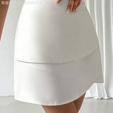 Yunuo Menswear  Falda de envoltura con dobladillo de tulipán para mujer, elegante y perfecta para el commuting - Blanco - View 6