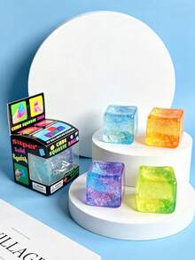 NeeDoh Nice Cube 亮片正方形捏捏樂，超柔軟慢回彈壓力緩解玩具，指尖紓壓方塊，壓力球，麥芽糖果凍質感的柔軟玩具，兒童 DIY 教育玩具組，辦公室與居家指尖紓壓工具，緩解焦慮趣味感官捏捏樂，星空亮片果凍捏捏樂，觸覺舒緩訓練輔助，適合成人與青少年的趣味紓壓指尖玩具，馬卡龍色系高美感，適合生日派對、節日禮物、禮物袋填充、獎勵趣味紓壓小禮物（隨機出貨） - 彩色 - 查看 5