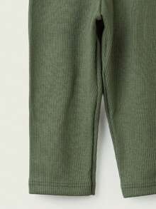 Calça Legging Menino Algodão Tecido Canelado Estilo Confortável - Verde Escuro - Verde Escuro - Visão 4