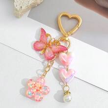 1pc Sweet Pink Heart Evil Eye Resin Keychain, Exquisite Flower Pendant DIY Accessory, Versatile Bag Charm, Daily Wear Decorative Item, Gentle Girly Style Unique Design, Thoughtful Exquisite Gift For Best Friends - View 12