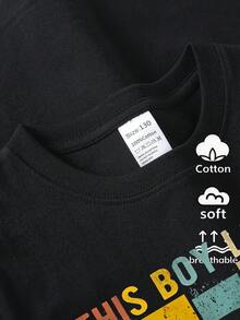 Boys' T-Shirt "This Boy Loves Monster Trucks" 100% Cotton, Soft And Comfortable For Everyday Wear, Suitable For Home, Outdoors And Sports Activities, Comfortable And Breathable - 黑色 - 查看 4