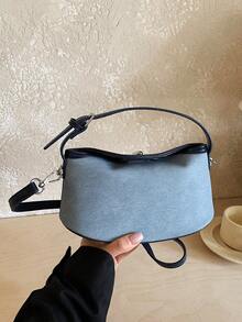 Exquisite Crescent-Shaped Small Handbag, New Stylish Design For Women, Versatile Shoulder Bag For Outings - Blue - View 4