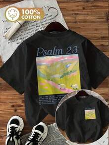 Women's Clothing Women's T-Shirt With Psalm 23 Verse - "The Lord Is" Print, Soft Short Sleeve Top Suitable For Spring And Summer Casual Wear, Women's Shirt - 黑色 - 查看 6