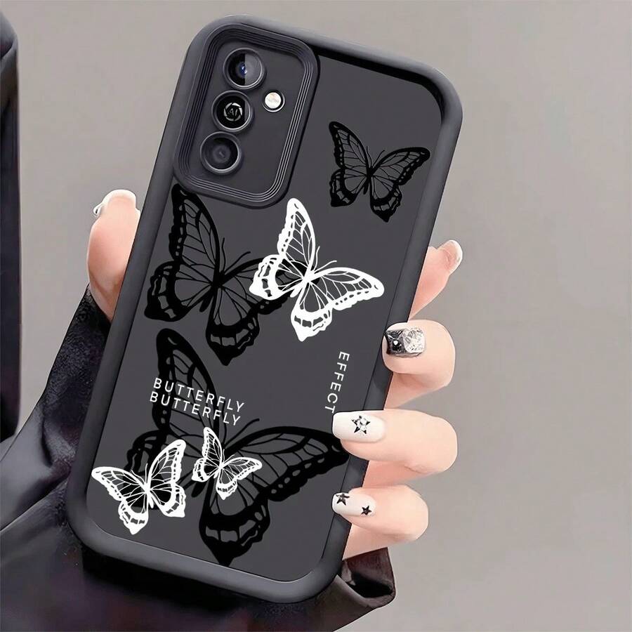 Funda de teléfono a prueba de golpes con gráfico inspirador de mariposa, compatible con iPhone, Honor - Negro 7 - Ver 1