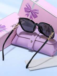 ZOVUJUMY Classic Black Frame Sunglasses, With Hoop Arm Design, Rhinestone Embellished, Versatile For Commuting And Driving, Large Frame Flatters Face Shape, Suitable For All Face Types - Multicolor - View 7