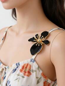 1 Peça Novo Broche de Flor Feminino da Moda, Elegante, Requintado Broche de Flor com Efeito de Óleo Gotejante em Cores Dopamina, Adequado para Roupas do Dia a Dia - Multicolorido - Visão 3
