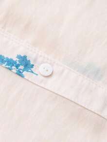 Blusa de gasa con estampado floral de verano para mamá, diseño con cuello de corbata y botones delanteros, adecuada para vacaciones, uso diario y reuniones familiares - Beis - Ver 7