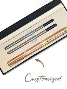 Customized Metal Signature Pen, Customizable Name Or Logo, Comes With Elegant Gift Box, Suitable For Office, Birthday, Personalized Wedding Gift, Customized Text Ballpoint Pen, Personalized Teacher Pen, Customizable Text Writech Pen, Birthday Gift,Back To School Season - Multicolor - View 14