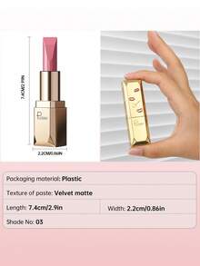 Pudaier 1pc Matte Velvet Lipstick, Smooth Application, Rich Color, Buildable Coverage, Suitable For All Skin Tones, Perfect Valentine's Day Gift For Her - 03 - View 9