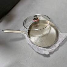 3-Ply Clad Stainless Steel Skillet - Titanium Frying Pan With Lotus Leaf Pattern, Oven , Induction Compatible - View 5