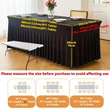[Table Skirt Black/White] Superlele 1pc/2pcs Black/White Table Skirt Table Skirts For Rectangle Tables 6ft, Tulle Table Skirt, Spandex Table Covers For Valentines Decorations, Table Covers For 6 Foot Tables, For Folding Table - Multicolor - View 6